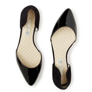 Boden- Women’s D’Orsay Cleo Black Patent Mixed Media Leather Flats, Size 38/ 7.5